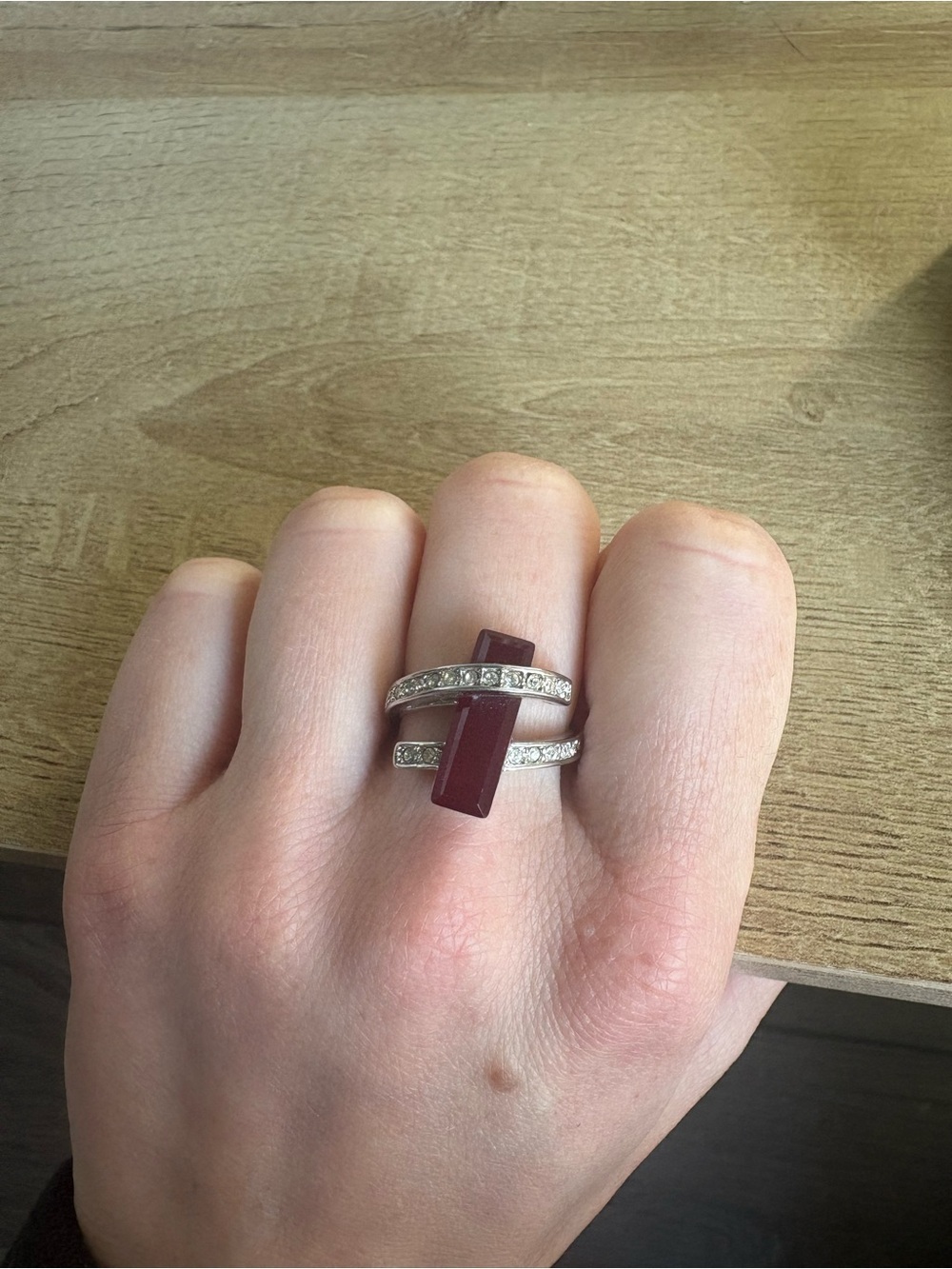 Red Crystal & Rhinestone Statement Ring - Picture 5 of 5